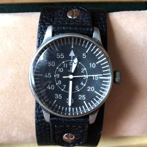 Men’s wide Italian leather band watch
